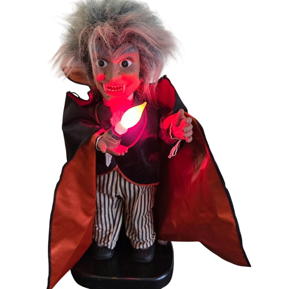 Vintage Halloween Rennoc "Little People" animated Dracula Vampire Motionette 18"